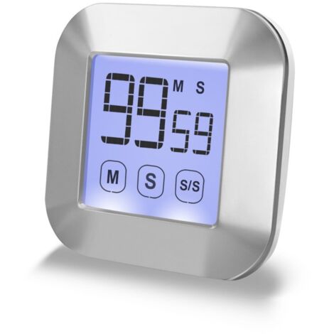 Temporizador de cocina con pantalla táctil: cuenta hacia arriba y hacia abajo con alarma sonora. Retroiluminación magnética.
