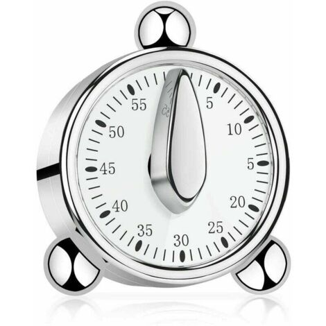 Temporizador de cocina de 60 minutos, temporizador mecánico para niños, temporizador manual para cocinar y aprender (plateado)