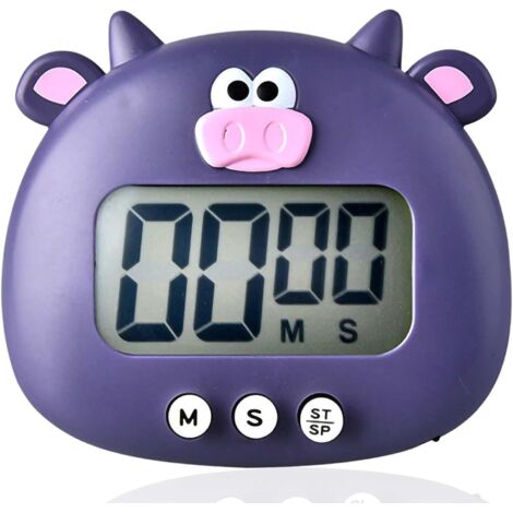 Temporizador de cocina digital con diseño de animales de dibujos animados, temporizador de cuenta regresiva para niños, pantalla LCD, temporizador magnético de cocina con interruptores de encendido y