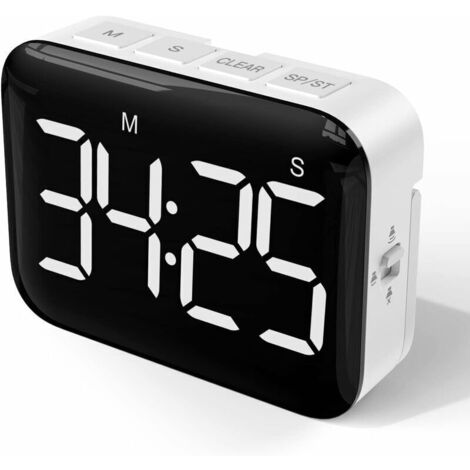 Temporizador de cocina digital de 4 pulgadas con pantalla LED, base magnética, brillo y sonido ajustables: un práctico cronómetro de cocina.