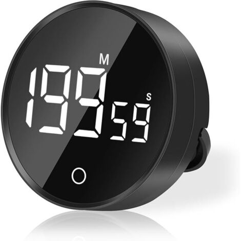Temporizador de cocina digital, temporizador visual magnético con 2 niveles de volumen ajustables, temporizador de cuenta regresiva con pantalla LED grande para clases de cocina y fitness (negro).