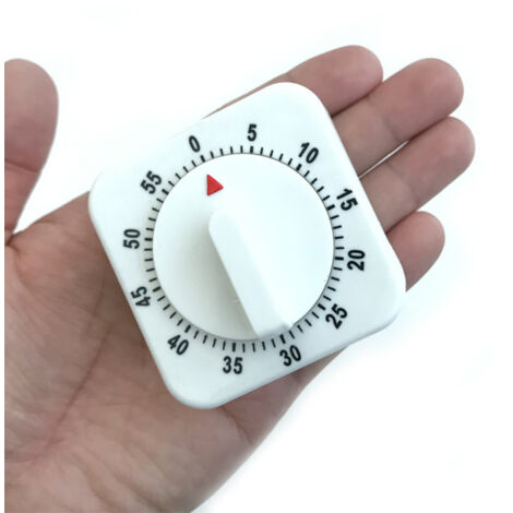 Temporizador de cocina mecánico de 60 minutos - Alarma sonora - Sin pilas - Blanco compacto de 6,9 cm - Gestión del tiempo para la cocina/oficina/escuela