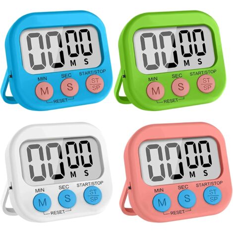 Temporizador de cocina para niños, pantalla grande, alarma potente, cronómetro y alarma digital. Temporizador infantil para estudiar, hacer ejercicio y cocinar (pilas no incluidas).