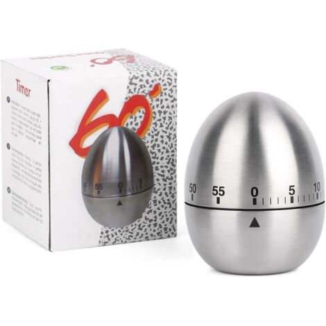 Temporizador de Cocina, Temporizador Mecánico de Cocina, Inoxidable, hasta 55 Minutos, Plata