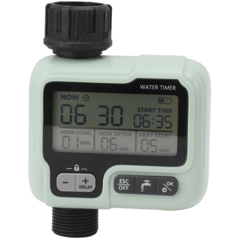 Temporizador de riego automático con programación manual y programable, para jardín, patio y césped.