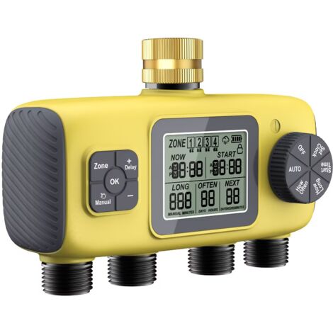 Temporizador de riego automático inteligente de 4 salidas con sistema de riego por lluvia