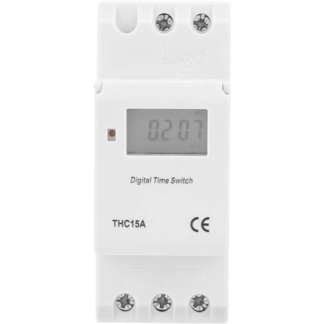 Temporizador digital de 15 A, 220-240 V CA, 16 A, con LCD digital, programable semanalmente, con riel DIN.