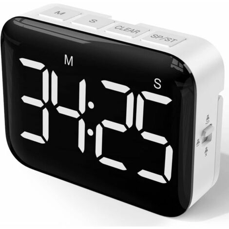 Temporizador digital de cocina Temporizador magnético con pantalla LED grande de 4 pulgadas con brillo ajustable y cronómetro de sonido para niños y ancianos - Pilas incluidas, SEMAket