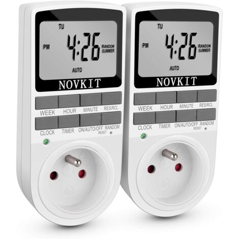 Temporizador digital para enchufes, con 10 programas diarios y semanales, modo antirrobo y pantalla LCD grande, ahorra electricidad (paquete de 2)