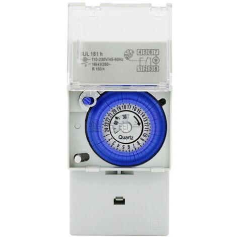 Temporizador mecánico Crediri SUL181H, 220 V, 16 A, con motor de cuarzo, montaje en riel DIN, 24 horas, 8 configuraciones