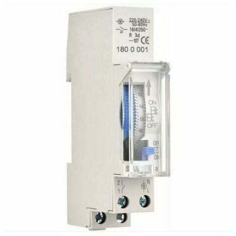 Temporizador mecánico de 24 horas, temporizador mínimo de 15 minutos, montaje en riel, batería incorporada, SUL180a CA 220-240 V, gris - SUL180a CA 220-240 V, gris