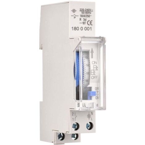 Temporizador mecánico Ulisem de 24 horas, temporizador mínimo de 15 minutos, montaje en riel, batería integrada, SUL180a CA 220-240 V, gris - SUL180a CA 220-240 V, gris