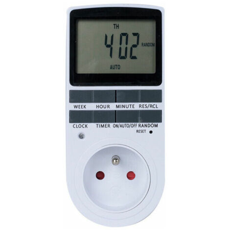 Temporizador para enchufe eléctrico, temporizador semanal con 10 programas, enchufe programable 24/7 con pantalla LCD (1 unidad)