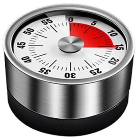 Temporizador, Temporizador mecánico de cocina, Temporizador magnético adsorbible, Visualización del tiempo restante con alarma audible, Temporizador magnético, Temporizador de cocción - 60 minutos.