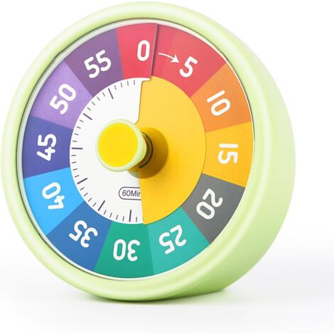 Temporizador visual para niños, temporizador de aprendizaje, herramienta silenciosa para la gestión del tiempo, temporizador de cuenta regresiva de 60 minutos para niños y adultos, ideal para cocina,