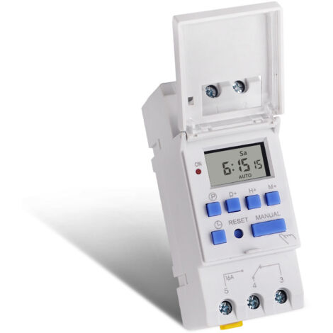 Temporizzatore Digitale Programmabile, Display LCD Interruttore Orario Settimanale con Programmazione Temporizzatore Programmabile su Guida DIN (220 V)