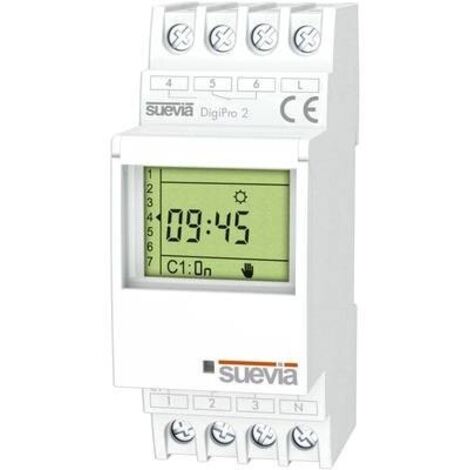 Temporizzatore per guida DIN 1 pz. Suevia DigiPro 2 Tens.comm.max: 250 V/AC Corrente di commut. max.: 16 A 2 scambi Pro
