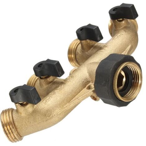 TEMPSA 3/4pouce 4 Voies Laiton Connecteur de Robinet Pr Irrigation de Jardin Tuyau Raccord Ajutage