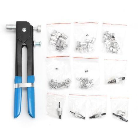 TEMPSA Coffret 86PCS M3-M8 Fileté Pince Outil à Sertir Rivet Riveter Riveteuse + 5 Buse