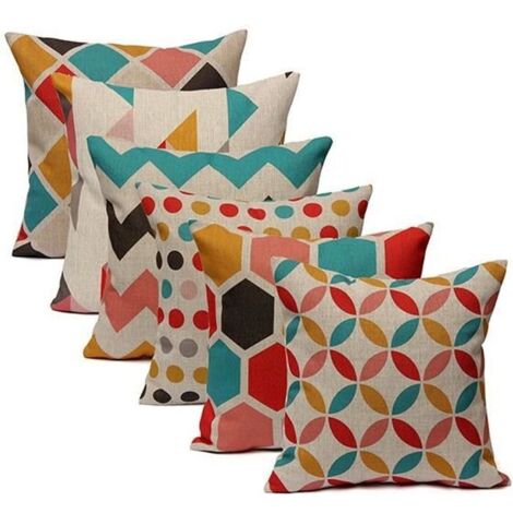 TEMPSA Lot de 6 Housses de coussin géométrique