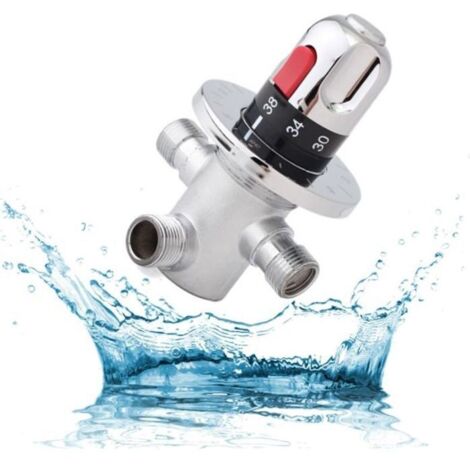 TEMPSA Vanne Mélangeur Eau Chaude Froide Robinet mitigeur thermostatique en laiton solide Robinet température Fixe Accueil