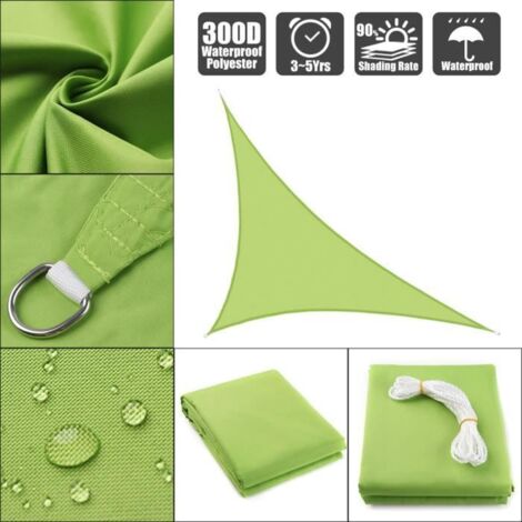 TEMPSA Voile d\'Ombrage -Toile Solaire Triangle- 300D Imperméable Vert 3x4x5