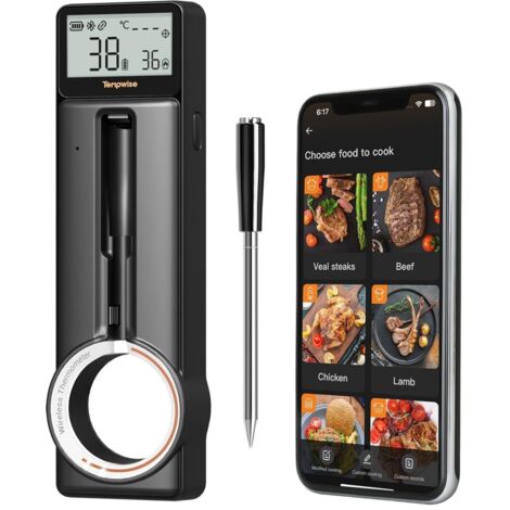 Tempwise TNT-2B Bluetooth-Funkthermometer für die Küche, intelligentes Grillthermometer mit 5-mm-LCD-Sonde (Batterien im Lieferumfang enthalten)