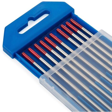 TEN-HIGH SDI-Elettrodi di tungsteno, 2%, Thoriated WT20, colore: rosso, 1,6 mm x 150 mm, confezione da 10