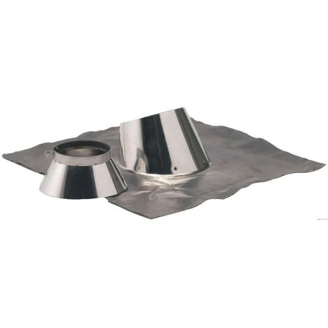 TEN – Solin de toit inox 14188 – Pente 5° à 30° – Collet D180/230mm – Isolation laine de roche 25mm – Bavette plomb 800x800mm