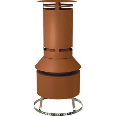 TEN – Terminal de mitron brun Ø80 pour gaz et fioul – Joint C9 et collier d'étanchéité flexible – Résistant aux UV – 97080973