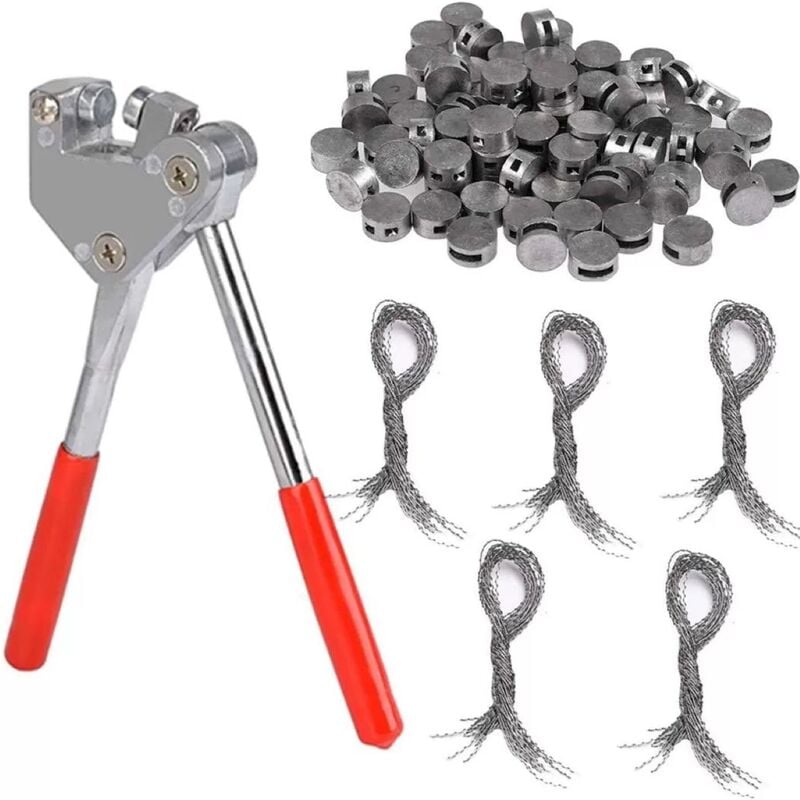 Laoa - Tenailles Pinces d'étanchéité Set Rouge plomb Seal 10mm Poignée en plastique (1x étanchéité de pinces à cable + 20 x plombs + 20 x fil