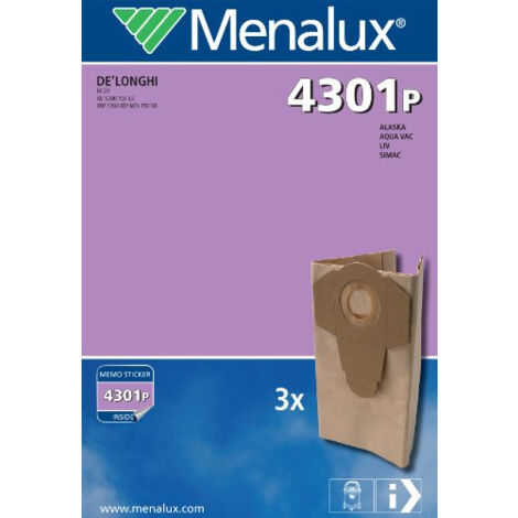 Tenalux 4301 P 3 -Sacchetto per aspirapolvere per l'Alaska e Delonghi (importazione Germania)