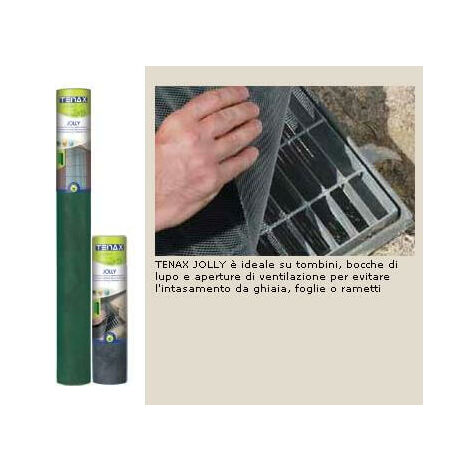 TENAX Jolly, 0,50x5 m, Grigio, Rete in Plastica per Proteggere Tombini, Bocche di Lupo e Grate in Giardino, 500x50