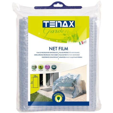 TENAX Net Film 1,80x3 m Telo Protettivo Impermeabile Multiuso, Trasparente e Rinforzato, Protezione Mobili da Giardino o Legna, Lavori di Manutenzione