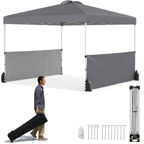 Tenda a baldacchino con 2 pareti laterali, Riparo pieghevole portatile per esterno Grigio
