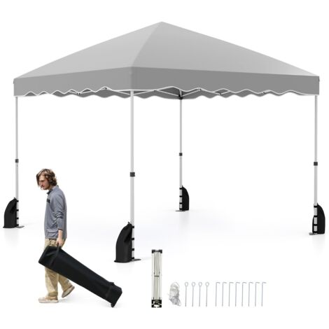 Tenda a baldacchino pop-up 3 x 3 M per feste per feste eventi commerciali, Rifugio da patio pieghevole con borsa con ruote Grigio