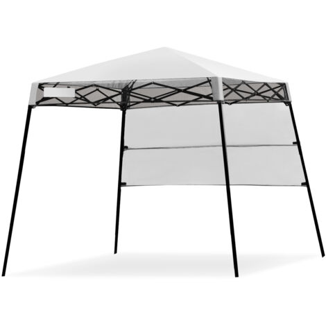 Tenda a baldacchino portatile e leggero con borsa per campeggio, Gazebo da esterno con gambe inclinate Bianco