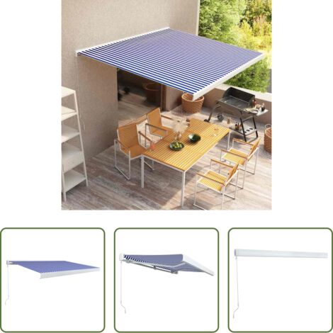 Tenda a cassonetto -  Tenda a Cassonetto Manuale 350x250 cm Blu e Bianca