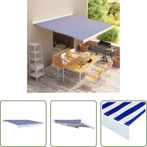 Tenda a cassonetto -  Tenda a Cassonetto Motorizzata 350x250 cm Blu e Bianco