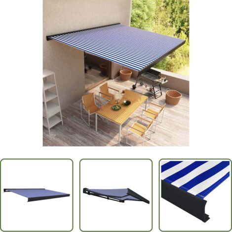 Tenda a cassonetto -  Tenda a Cassonetto Motorizzata 350x250 cm Blu e Bianco