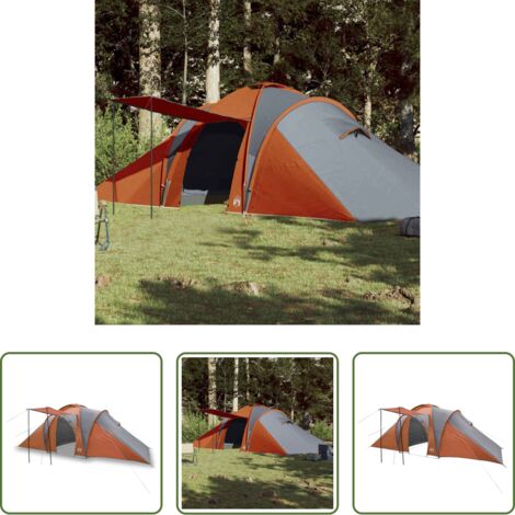 Tenda a cupola -  Tenda da Campeggio a Cupola 6 Persone Grigio e Arancione