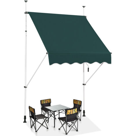 Tenda a molla larga 150 cm senza forare da balcone resistente ai raggi UV, Tenda regolabile in altezza Verde