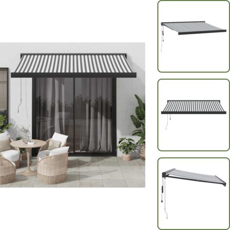 Tenda a parete - vidaXL Tenda Retrattile Antracite e Bianca 3,5x2,5m Tessuto/Alluminio - Tenda in alluminio
