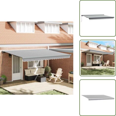 Tenda a parete - vidaXL Tenda Retrattile Antracite e Bianca 4,5x3 m Tessuto e Alluminio - Tenda in alluminio