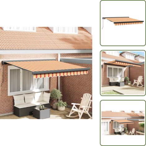 Tenda a parete - vidaXL Tenda Retrattile Gialla e Bianca 3,5x2,5 m Tessuto e Alluminio - Tenda in alluminio