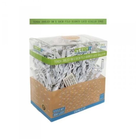 Tenda a pioggia 5x0,5 metri 200 LED Bianco Caldo con Flash Bianco Ghiaccio IP65 per esterno prolungabile Nero/Celeste 5x0,5 metri - 200 Maxiled