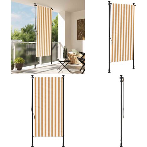 Tenda a Rullo Esterno Arancio Bianca 120x270 cm Tessuto Acciaio - Tenda da giardino - Tenda da patio