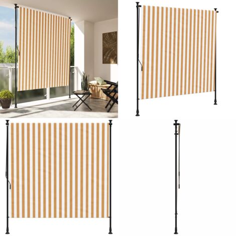 Tenda a Rullo Esterno Arancio Bianca 150x270 cm Tessuto Acciaio - Tenda da esterno - Tenda per patio