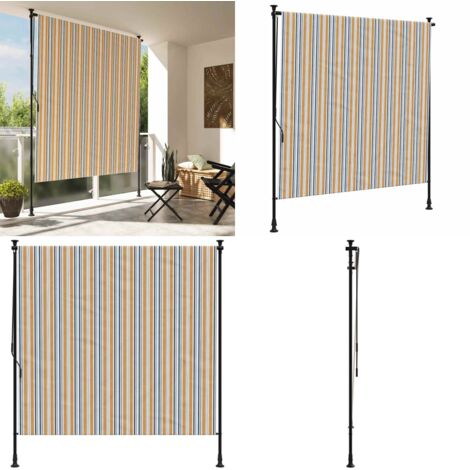 Tenda a Rullo Esterno Gialla e Bianca 150x270cm Tessuto Acciaio - Tenda da esterno - Ombreggiatura