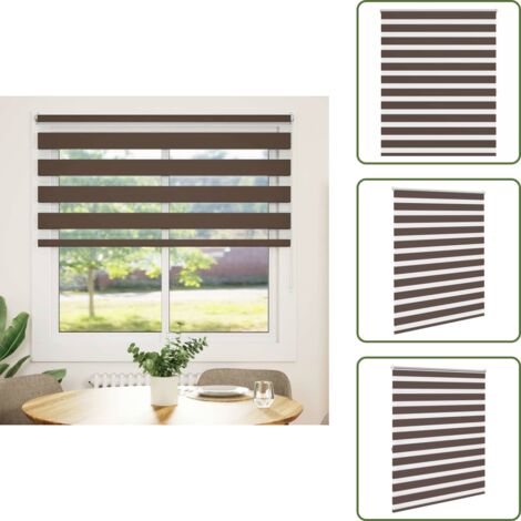 Tenda a rullo moderna - vidaXL Tenda a rullo zebrata 120,9x175 cm Larghezza tessuto 116,7 cm caffè - Tenda a rullo con strati opachi e trasparenti